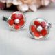 Red Flower Engraved Glass Cabinet Knobs